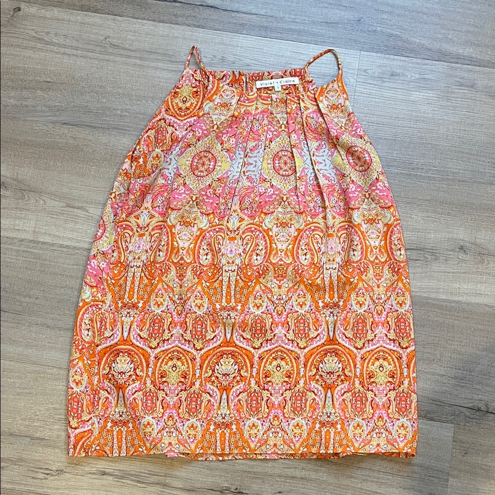 Violet & Claire Orange and Pink Sleeveless Top